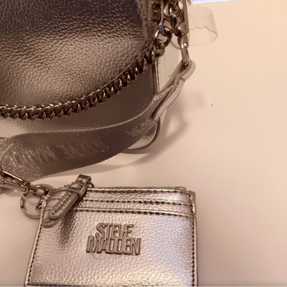 NWT Steve Madden Silver Bdaisy Raffia Crossbody Bag - Picture 3 of 15